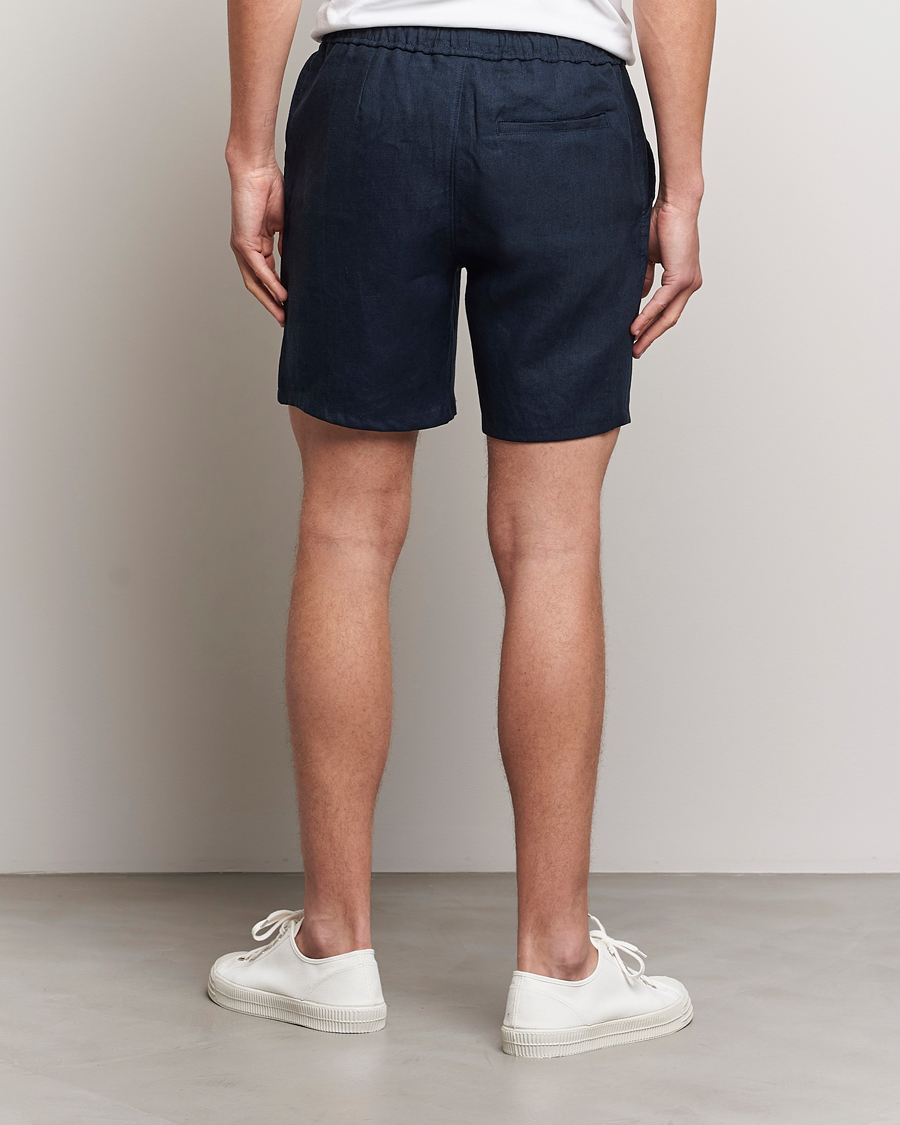Herre | Shorts | A Day's March | Ipu Drawstring Linen Shorts Navy