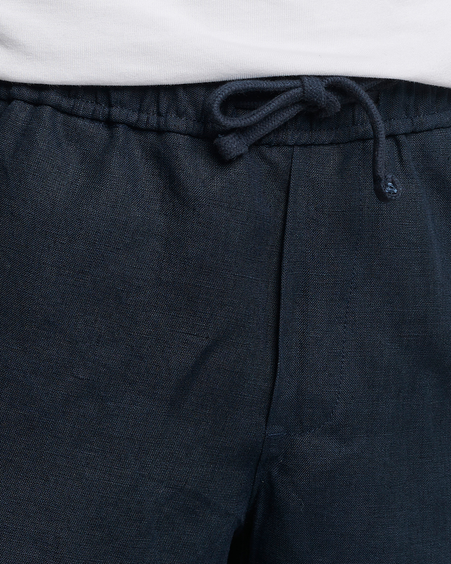 Herre | Shorts | A Day's March | Ipu Drawstring Linen Shorts Navy