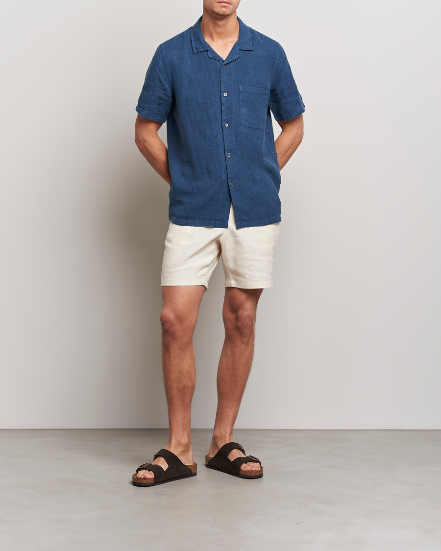 Herre | Shorts | A Day's March | Ipu Drawstring Linen Shorts Oyster