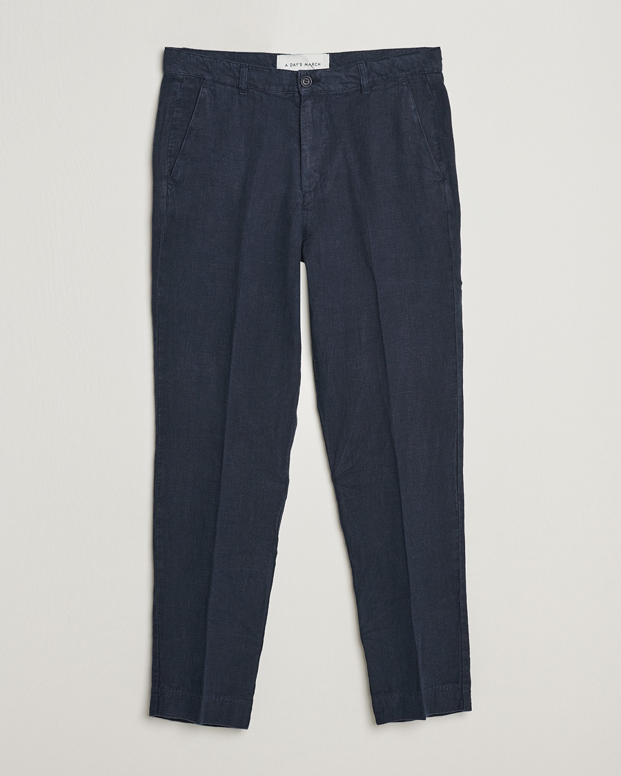 Herre | Bukser | A Day's March | Madu Linen Trouser Navy