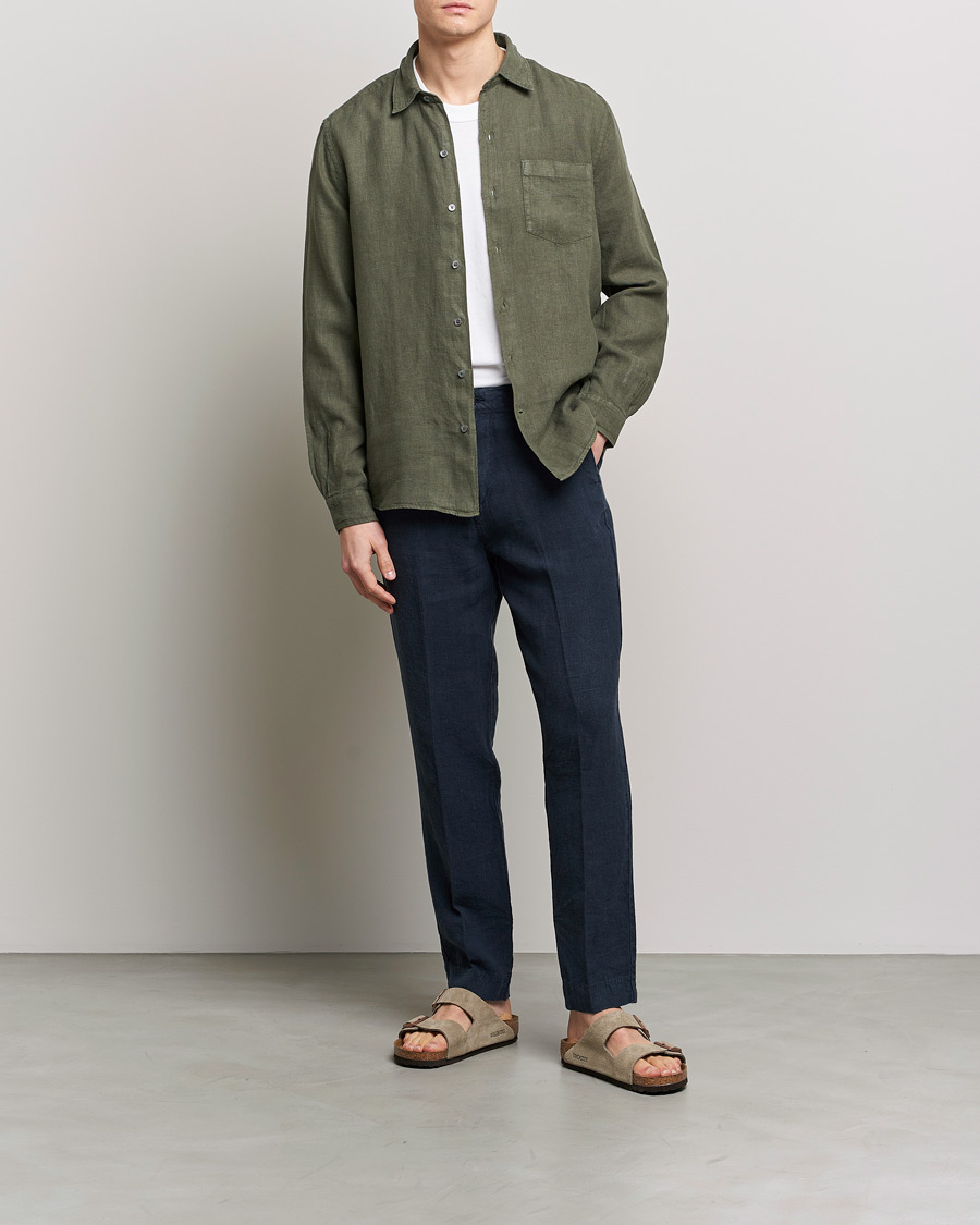 Herre | Bukser | A Day's March | Madu Linen Trouser Navy