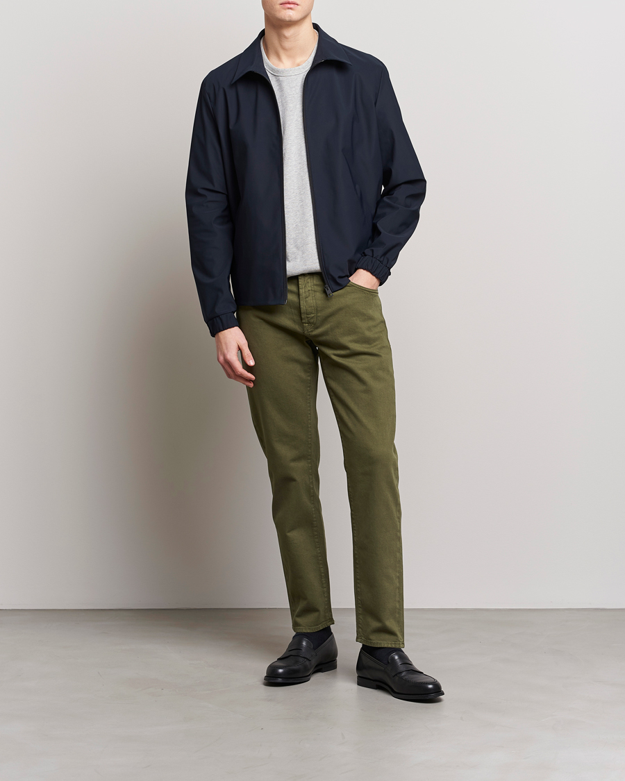 Herre | Bukser | Incotex | Cotton Stretch 5-Pocket Pants Military Green