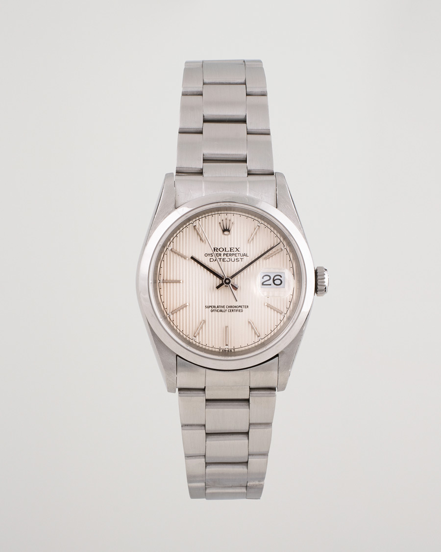 Herre | Rolex Pre-Owned Datejust 16200 Oyster Perpetual Steel White | Rolex Pre-Owned | Datejust 16200 Oyster Perpetual Steel White