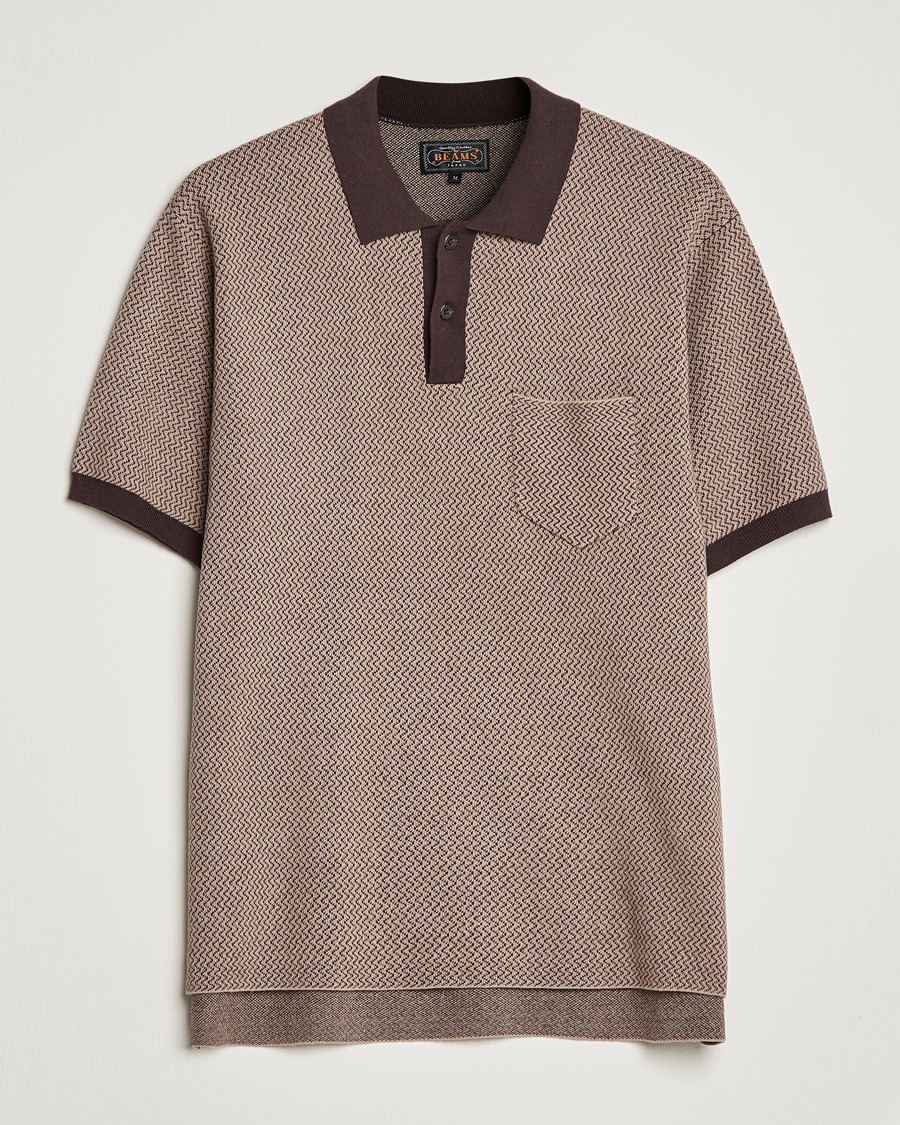 Herre | Polotrøjer | BEAMS PLUS | Two-Tone Jacquard Polo Brown