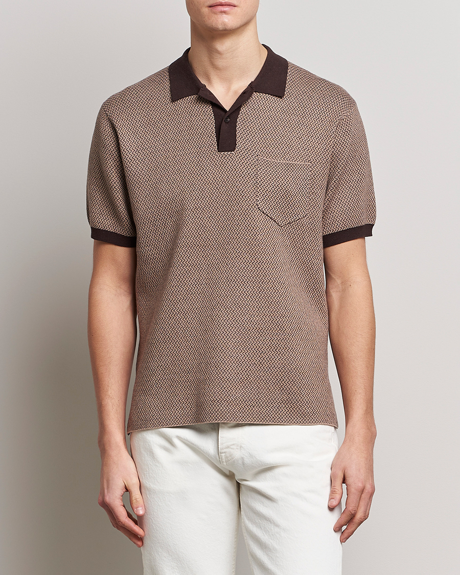 Herre | Polotrøjer | BEAMS PLUS | Two-Tone Jacquard Polo Brown