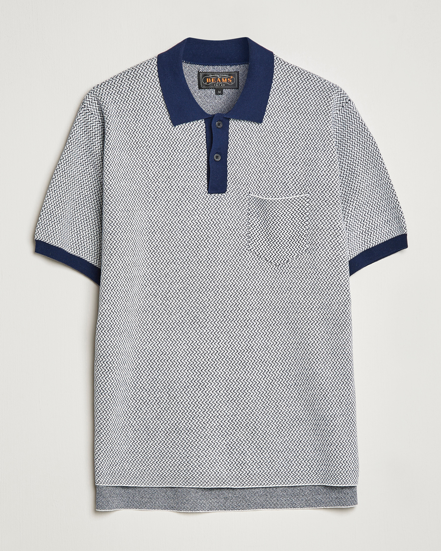 Herre | Polotrøjer | BEAMS PLUS | Two-Tone Jacquard Polo Navy