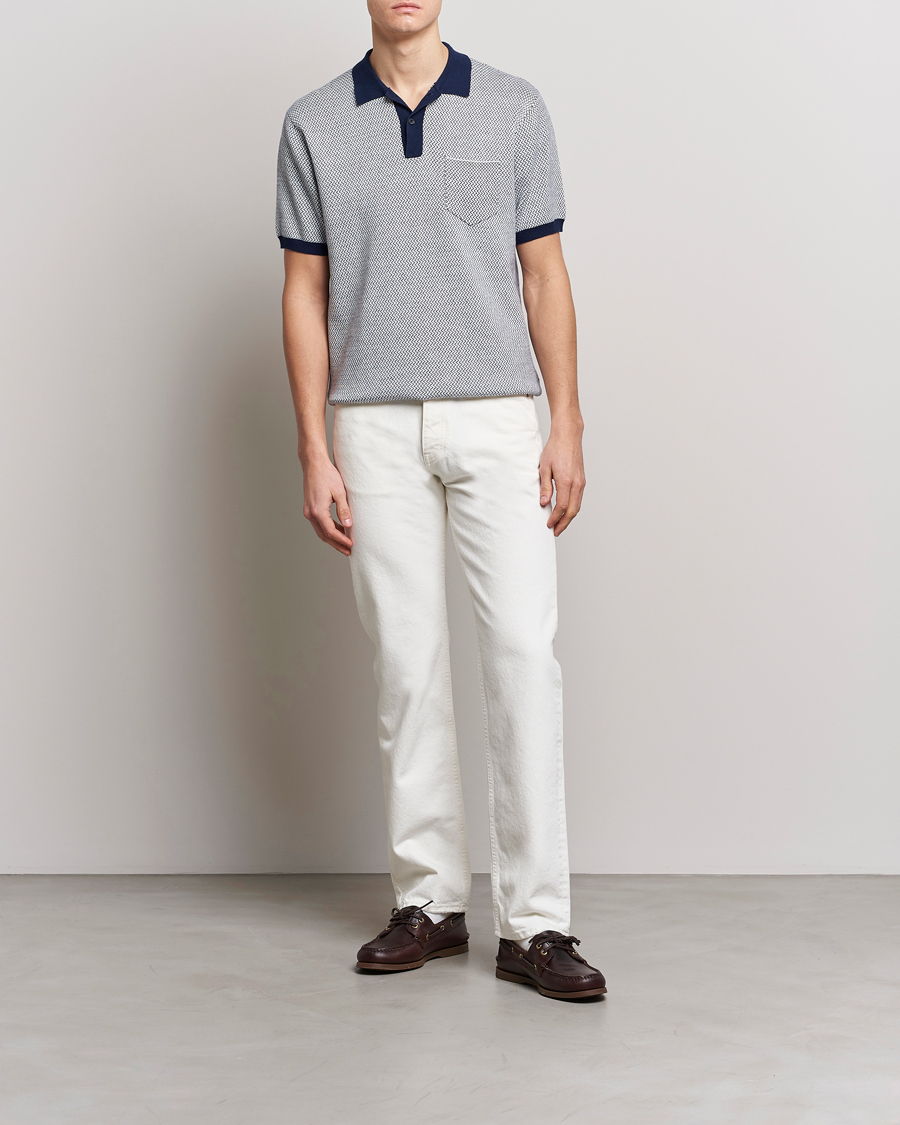 Herre | Polotrøjer | BEAMS PLUS | Two-Tone Jacquard Polo Navy