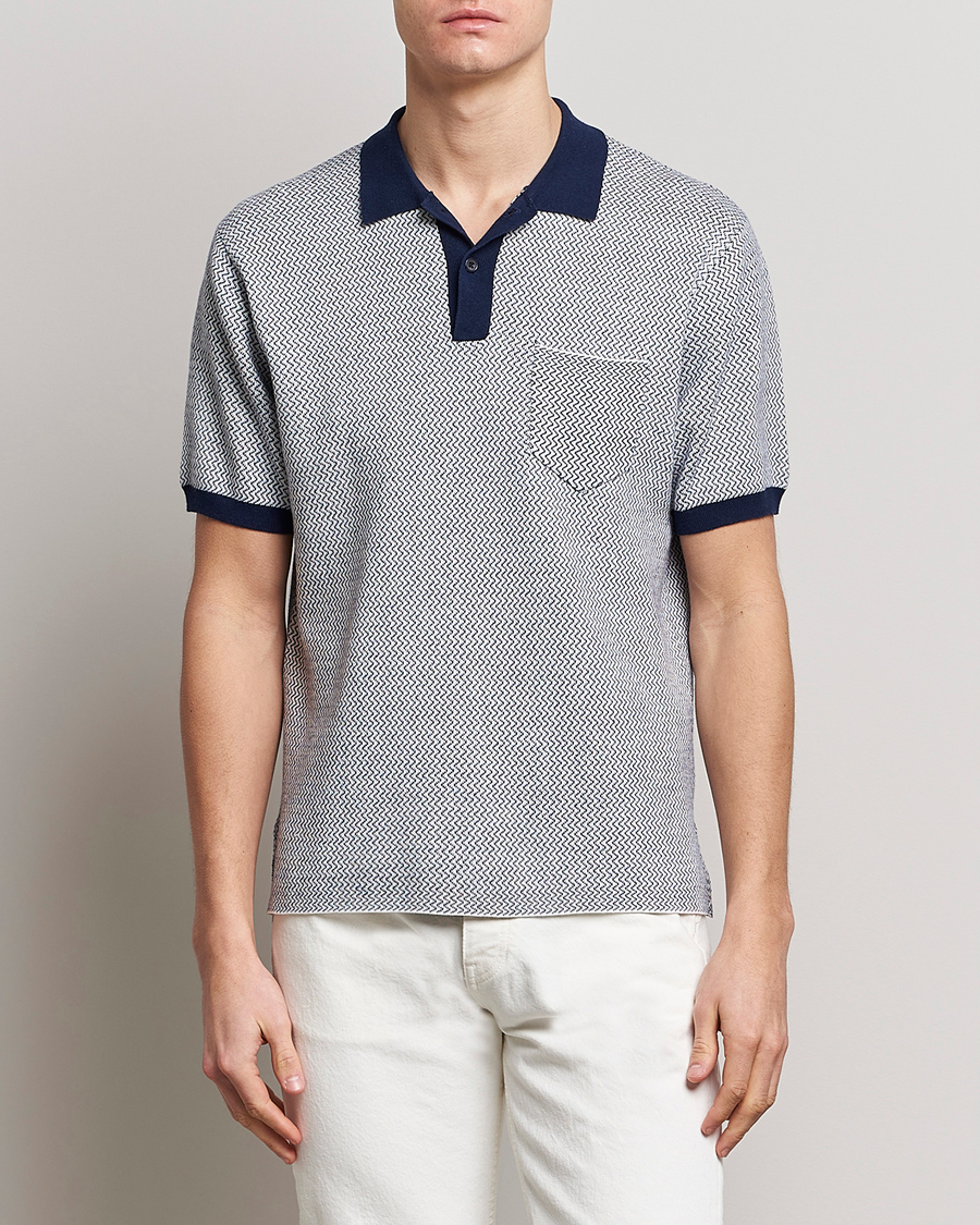 Herre | Polotrøjer | BEAMS PLUS | Two-Tone Jacquard Polo Navy