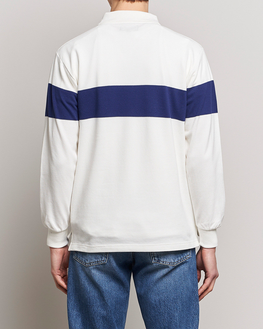 Herre | Trøjer | BEAMS PLUS | Panel Stripe Long Sleeve Polo White