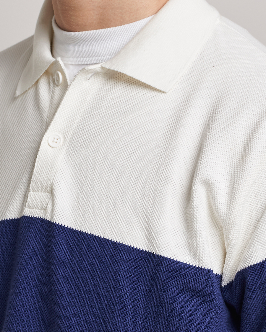 Herre | Trøjer | BEAMS PLUS | Panel Stripe Long Sleeve Polo White