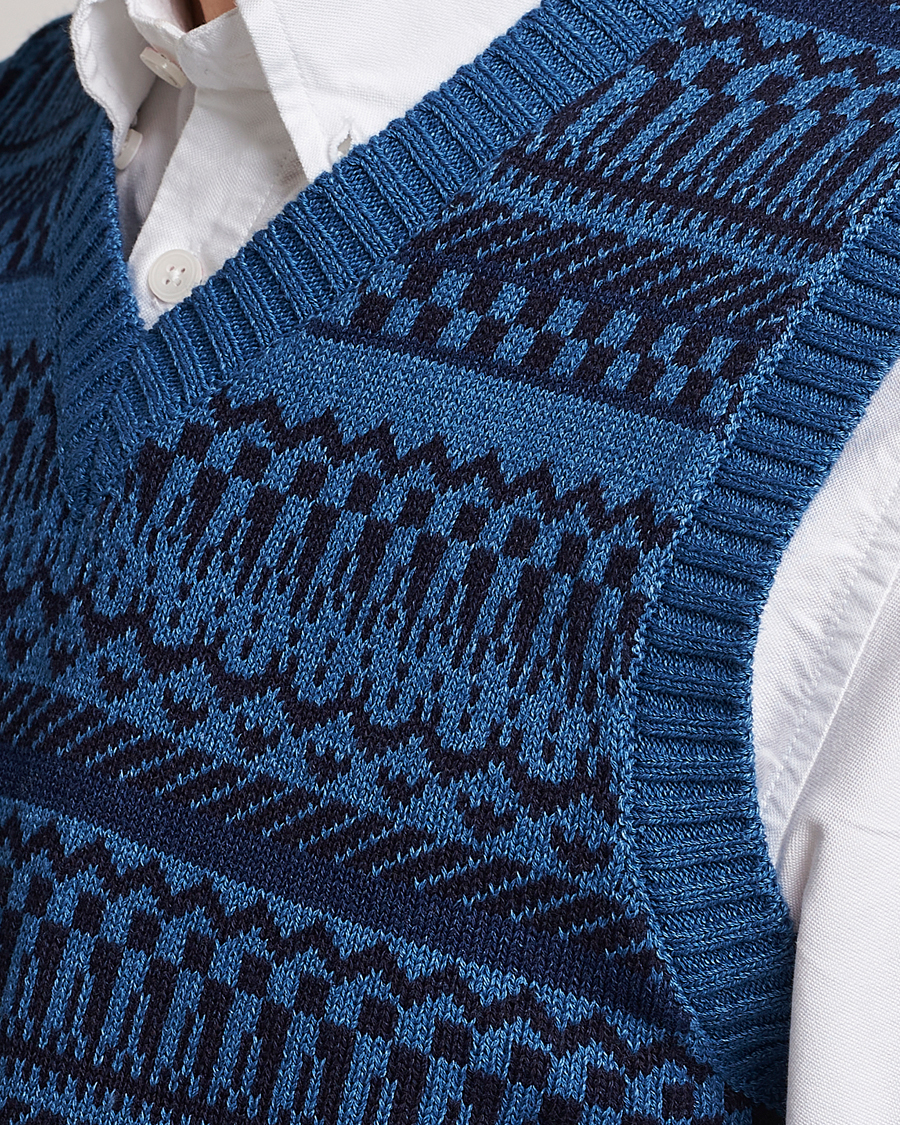 Herre | Trøjer | BEAMS PLUS | Knit Fairisle Vest Navy