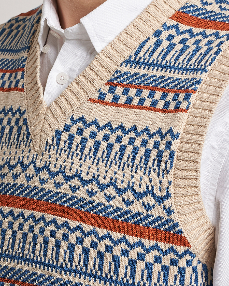 Herre | Trøjer | BEAMS PLUS | Knit Fairisle Vest Natural