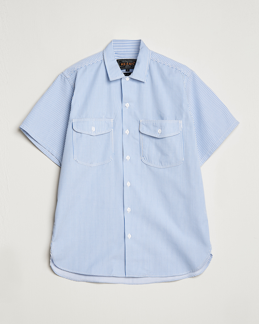 Herre | Skjorter | BEAMS PLUS | Short Sleeve Work Shirt Light Blue