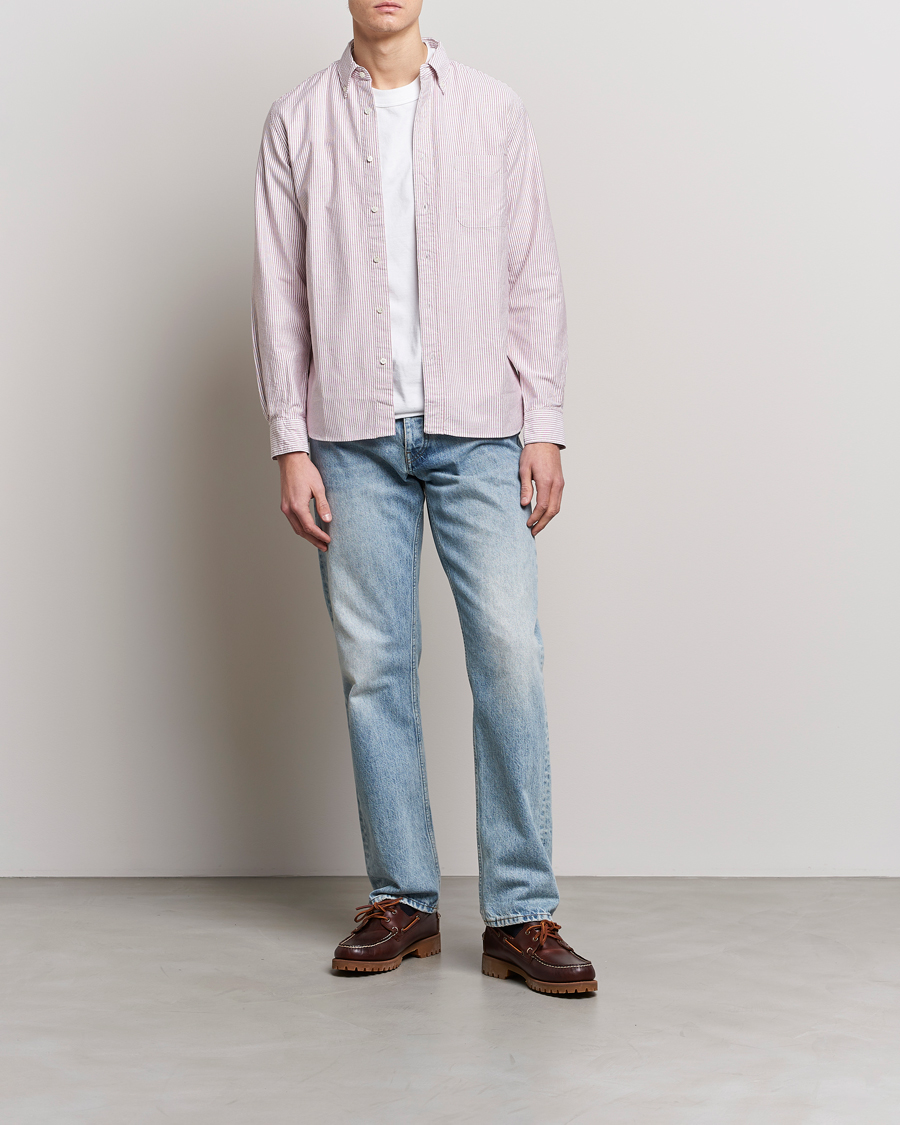 Herre | Skjorter | BEAMS PLUS | Oxford Button Down Shirt Wine Stripe