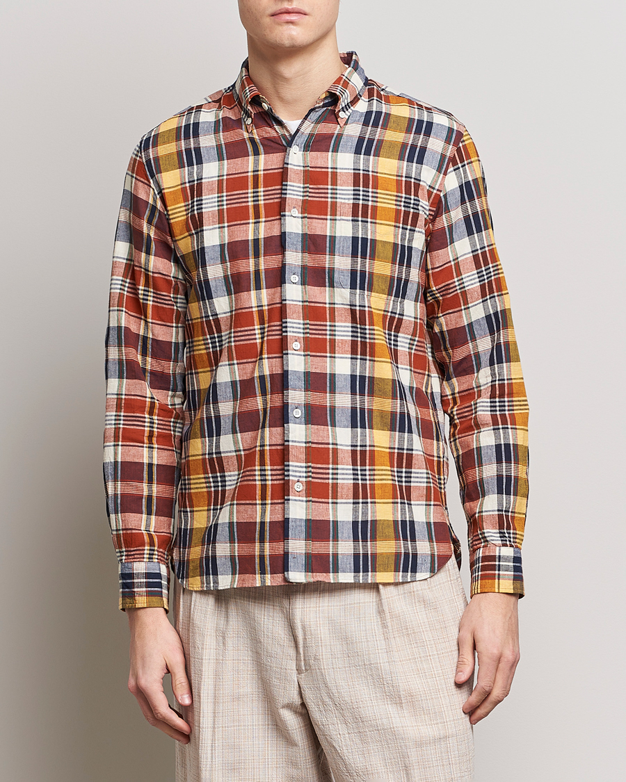 Herre | BEAMS PLUS | BEAMS PLUS | Indian Madras Button Down Shirt Brown Check