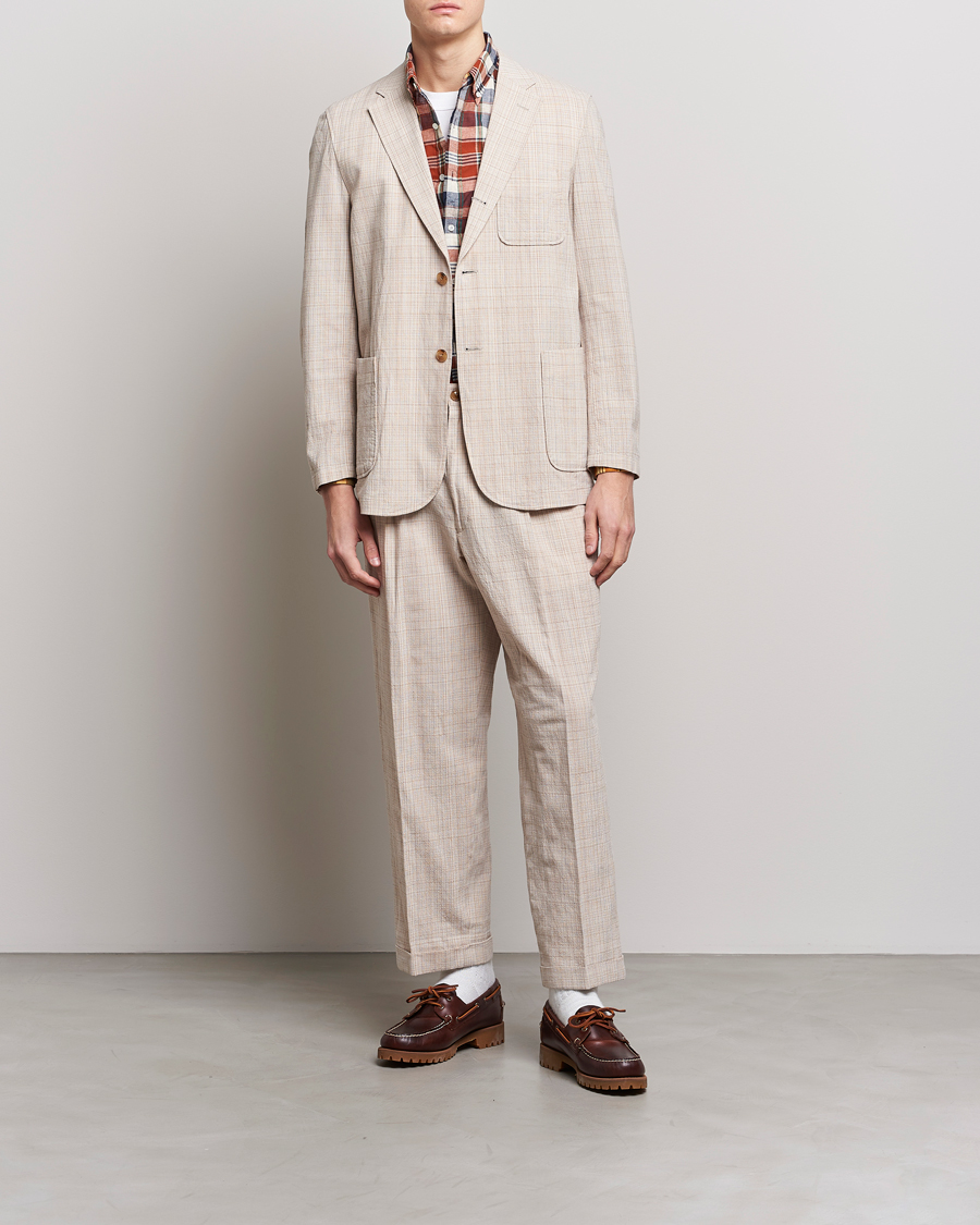 Herre | Bukser | BEAMS PLUS | Cotton/Linen Comfort Trousers Natural