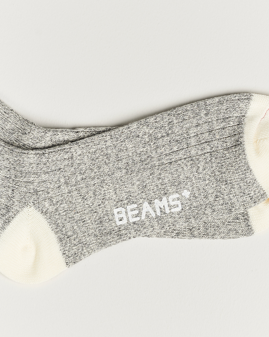 Herre | BEAMS PLUS | BEAMS PLUS | 1/4 Rag Socks Grey/Red