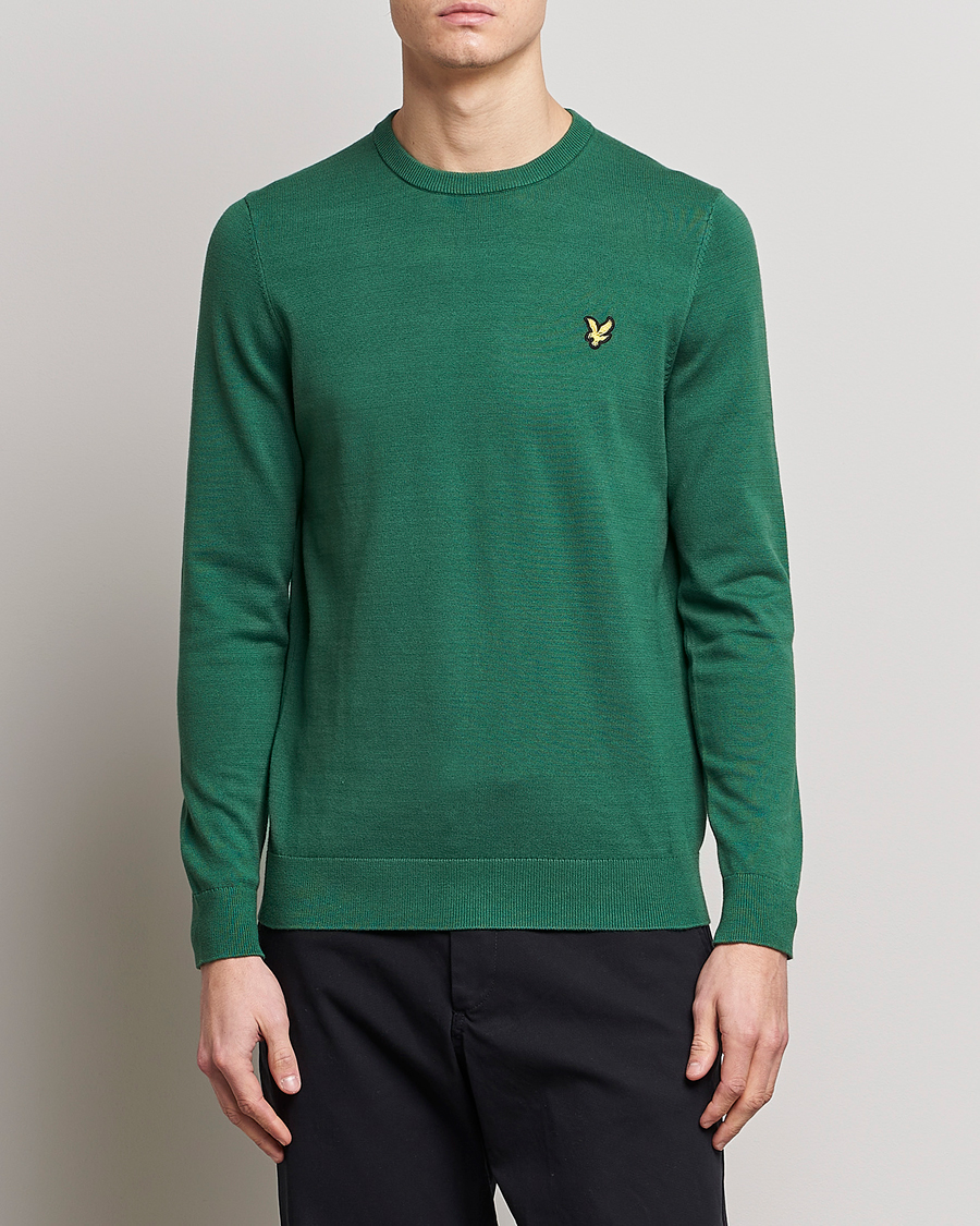 Herre | Pullovers med rund hals | Lyle & Scott | Crew Neck Cotton Sweater English Green
