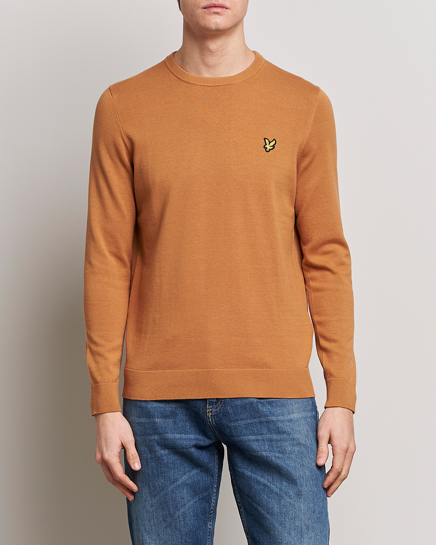 Herre | Pullovers med rund hals | Lyle & Scott | Crew Neck Cotton Sweater Sand Burned