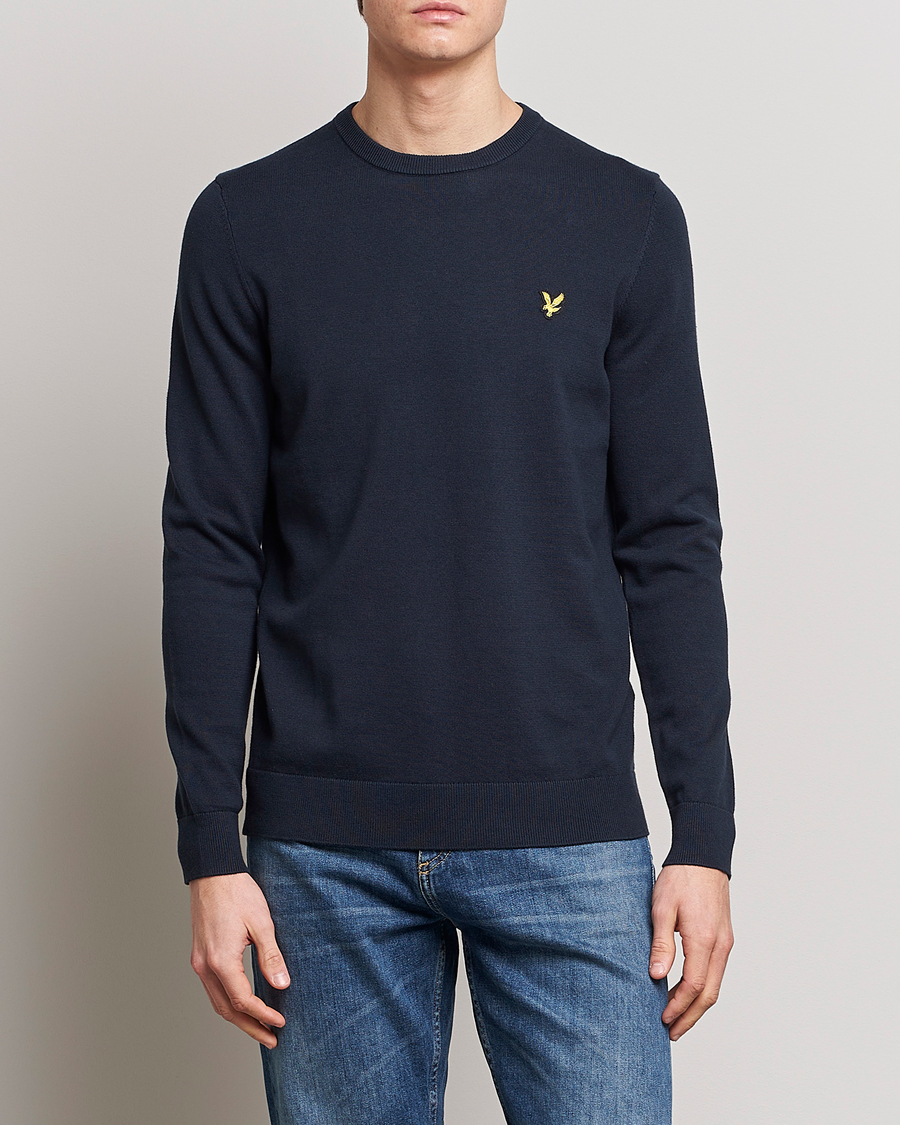 Herre | Pullovers med rund hals | Lyle & Scott | Crew Neck Cotton Sweater Dark Navy