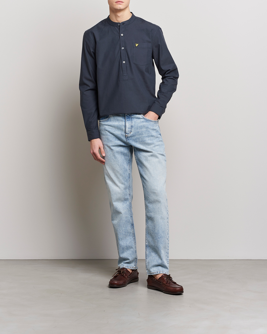 Herre | Skjorter | Lyle & Scott | Marl Grandad Shirt Dark Navy