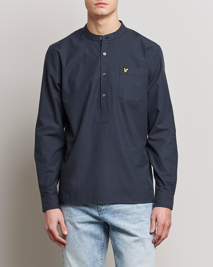 Herre | Skjorter | Lyle & Scott | Marl Grandad Shirt Dark Navy