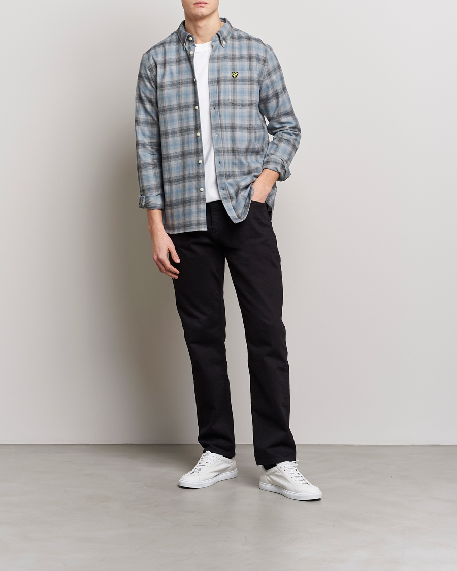 Herre | Skjorter | Lyle & Scott | Button Down Flannel Shirt Cold Grey