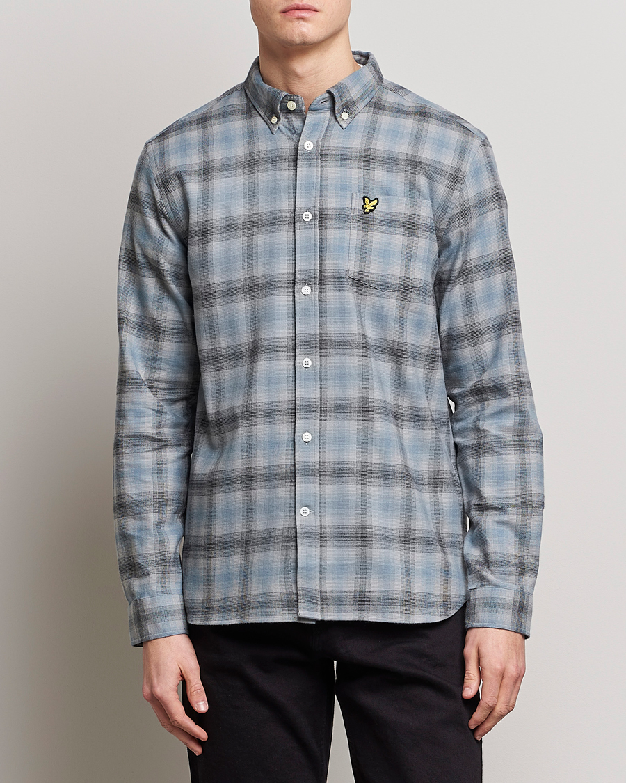 Herre | Flannelskjorter | Lyle & Scott | Button Down Flannel Shirt Cold Grey