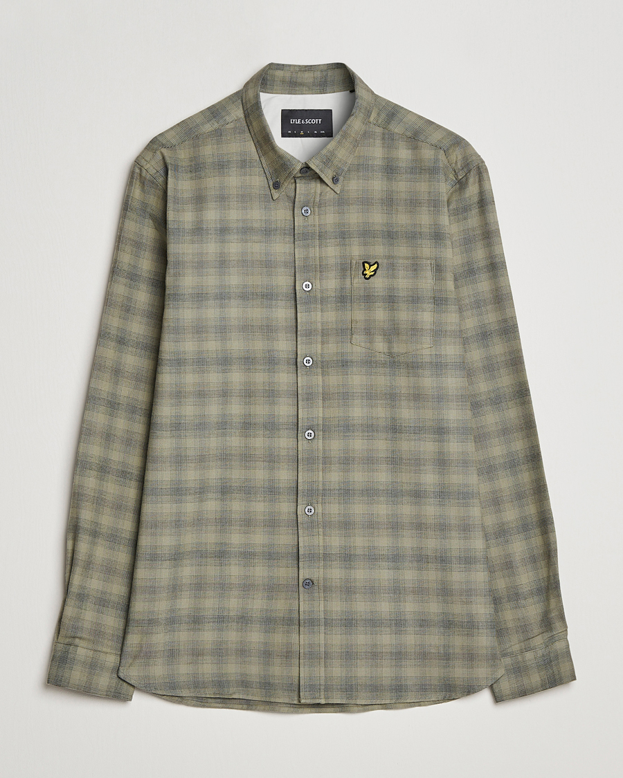 Herre | Skjorter | Lyle & Scott | Button Down Flannel Shirt Sea Weed