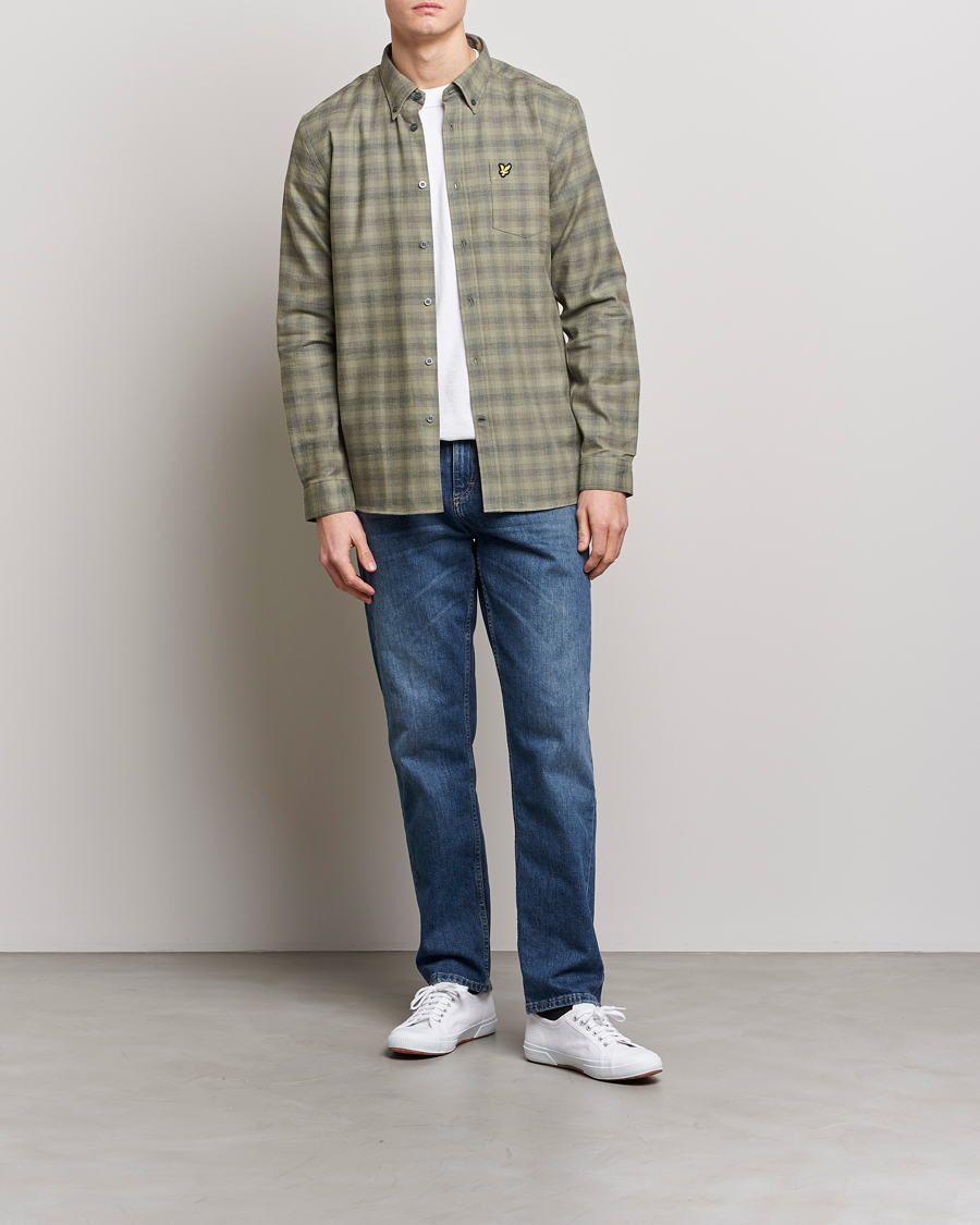 Herre | Skjorter | Lyle & Scott | Button Down Flannel Shirt Sea Weed