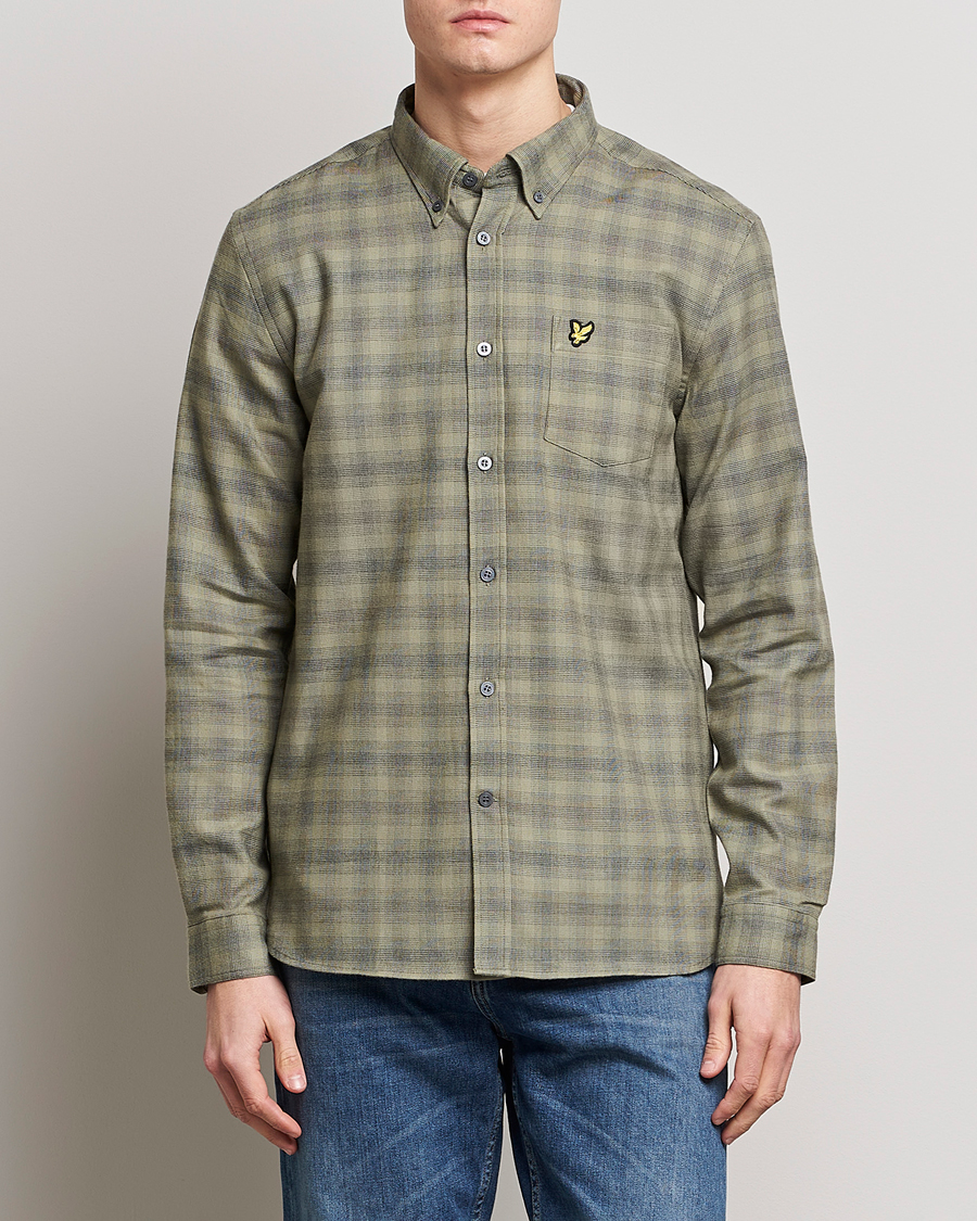 Herre | Flannelskjorter | Lyle & Scott | Button Down Flannel Shirt Sea Weed