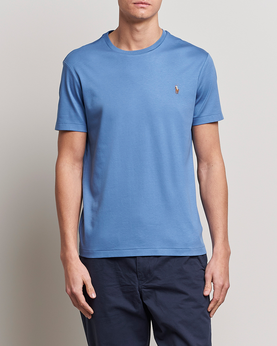 Herre | T-Shirts | Polo Ralph Lauren | Luxury Pima Cotton Crew Neck T-Shirt French Blue