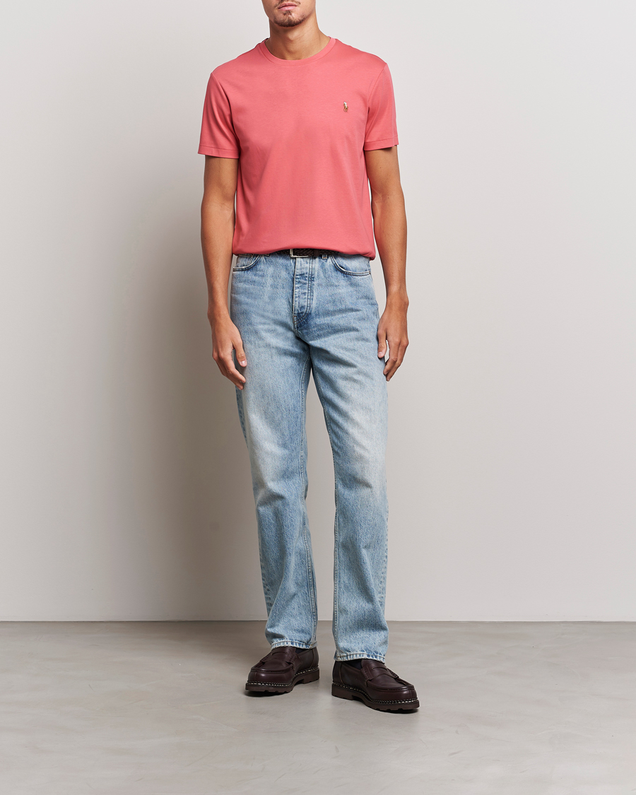 Herre | T-Shirts | Polo Ralph Lauren | Luxury Pima Cotton Crew Neck T-Shirt Red Sky
