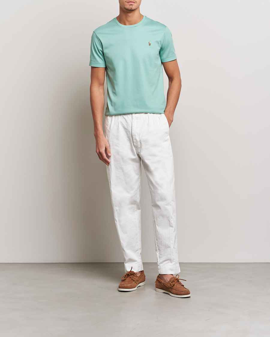 Herre | T-Shirts | Polo Ralph Lauren | Luxury Pima Cotton Crew Neck T-Shirt Essex Green