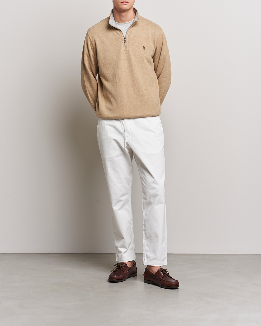 Herre | Trøjer | Polo Ralph Lauren | Tech Double Knit Half Zip Luxury Tan Heather