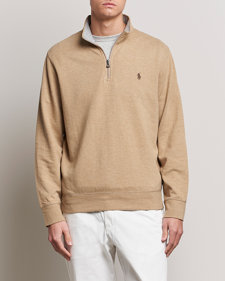 Herre | Half-zip | Polo Ralph Lauren | Double Knit Half-Zip Sweater Luxury Tan Heather