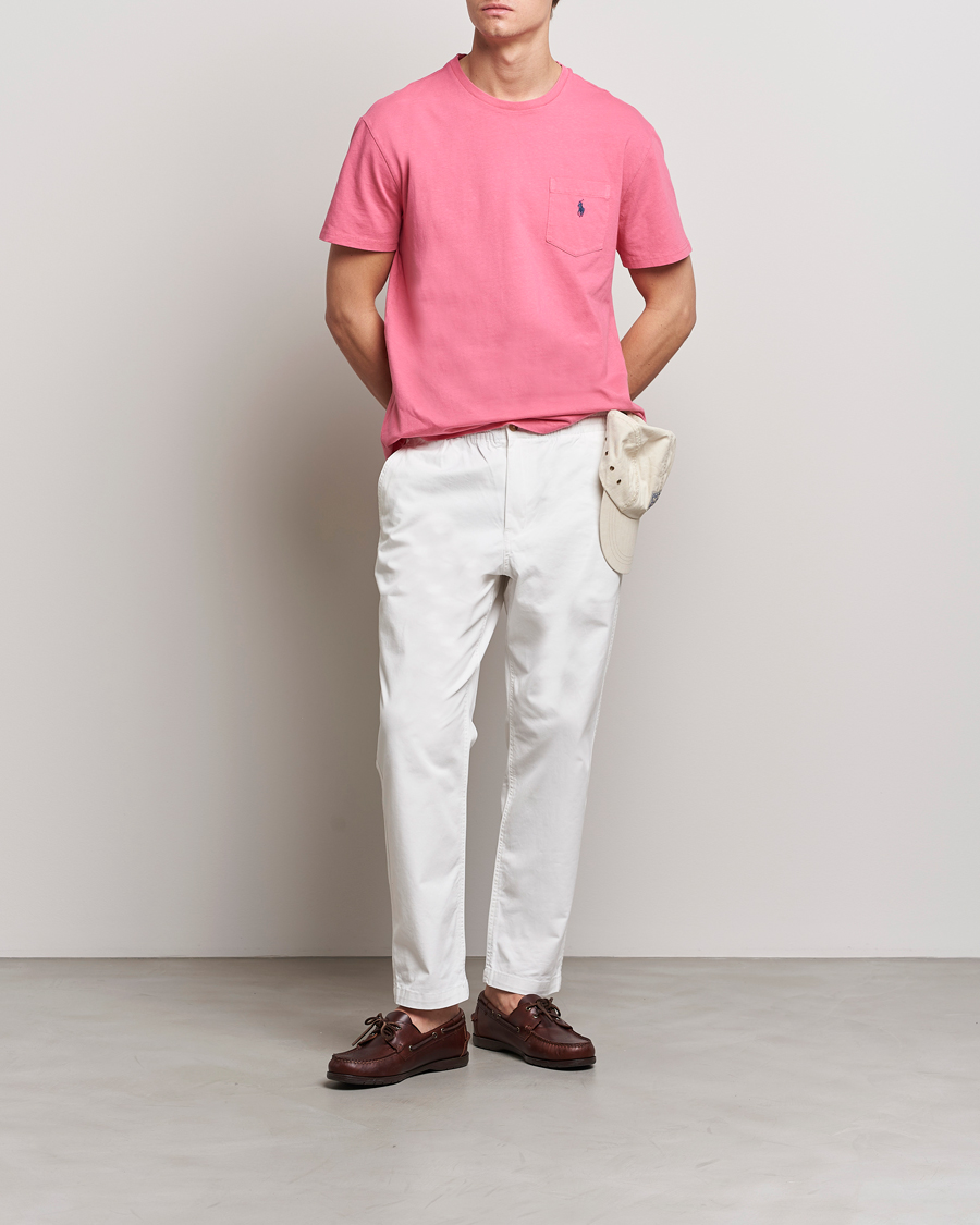 Herre | T-Shirts | Polo Ralph Lauren | Cotton/Linen Crew Neck T-Shirt Red Sky
