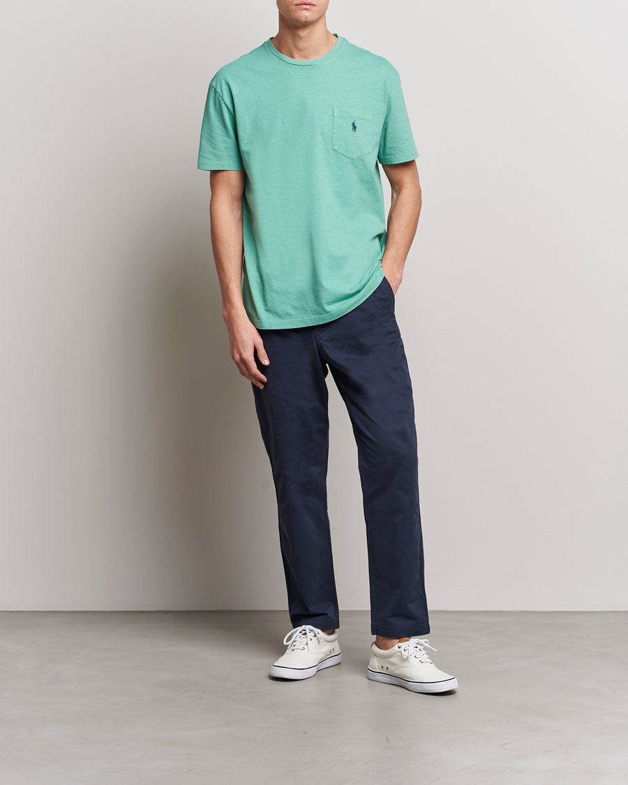 Herre | T-Shirts | Polo Ralph Lauren | Cotton/Linen Crew Neck T-Shirt Essex Green