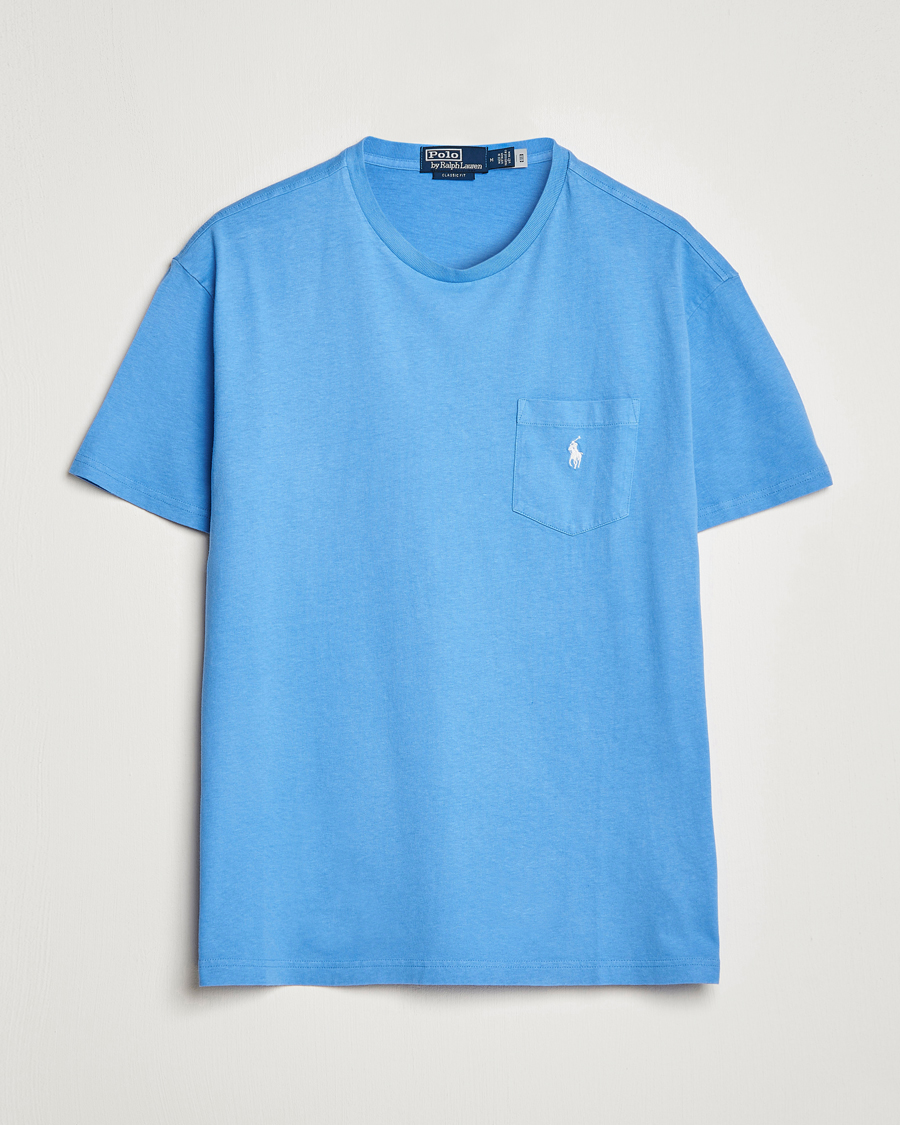 Herre | T-Shirts | Polo Ralph Lauren | Cotton/Linen Crew Neck T-Shirt Summer Blue
