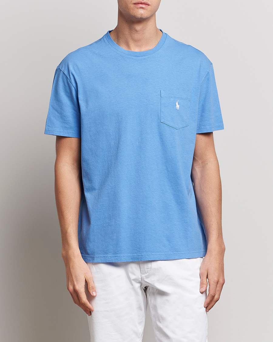 Herre | T-Shirts | Polo Ralph Lauren | Cotton/Linen Crew Neck T-Shirt Summer Blue