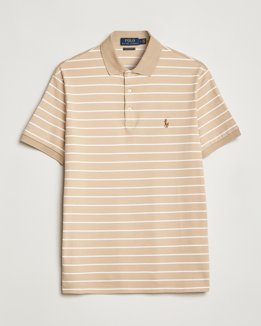 Herre | Polotrøjer | Polo Ralph Lauren | Luxury Pima Cotton Striped Polo Sand Dune/White