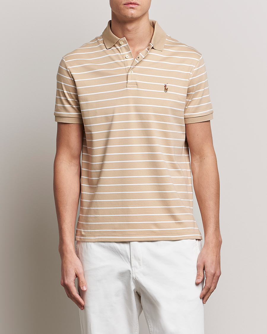 Herre | Polotrøjer | Polo Ralph Lauren | Luxury Pima Cotton Striped Polo Sand Dune/White