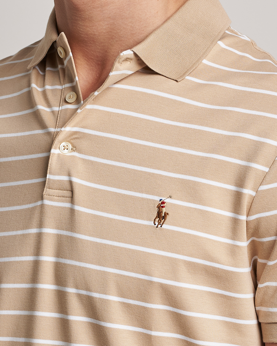Herre | Polotrøjer | Polo Ralph Lauren | Luxury Pima Cotton Striped Polo Sand Dune/White