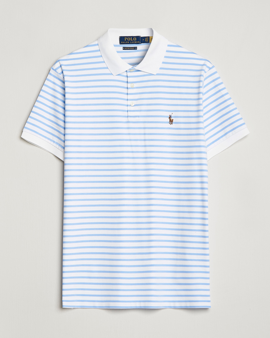 Herre | Polotrøjer | Polo Ralph Lauren | Luxury Pima Cotton Striped Polo White/Austin Blue
