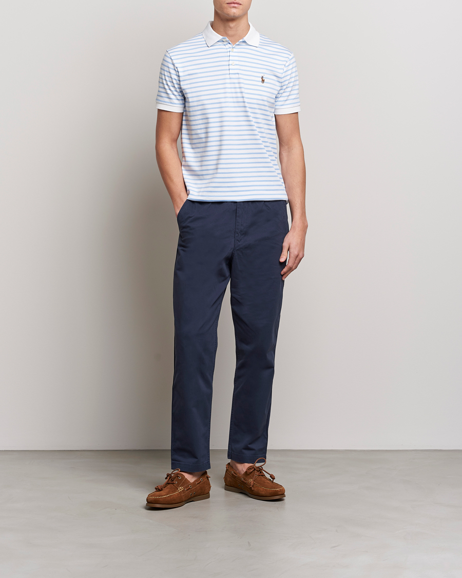 Herre | Polotrøjer | Polo Ralph Lauren | Luxury Pima Cotton Striped Polo White/Austin Blue