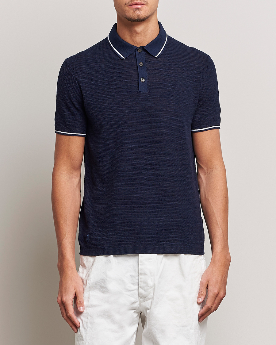 Herre | Polotrøjer | Polo Ralph Lauren | Cotton/Linen Textured Polo Bright Navy
