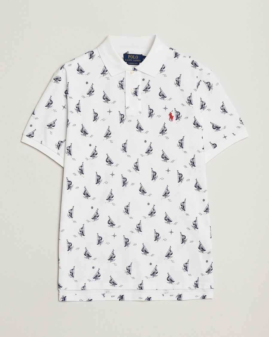 Herre | Polotrøjer | Polo Ralph Lauren | Custom Slim Fit Sailboats Polo White