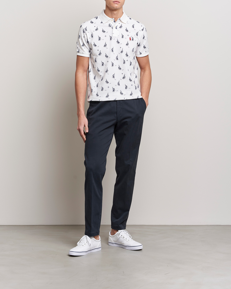 Herre | Polotrøjer | Polo Ralph Lauren | Custom Slim Fit Sailboats Polo White