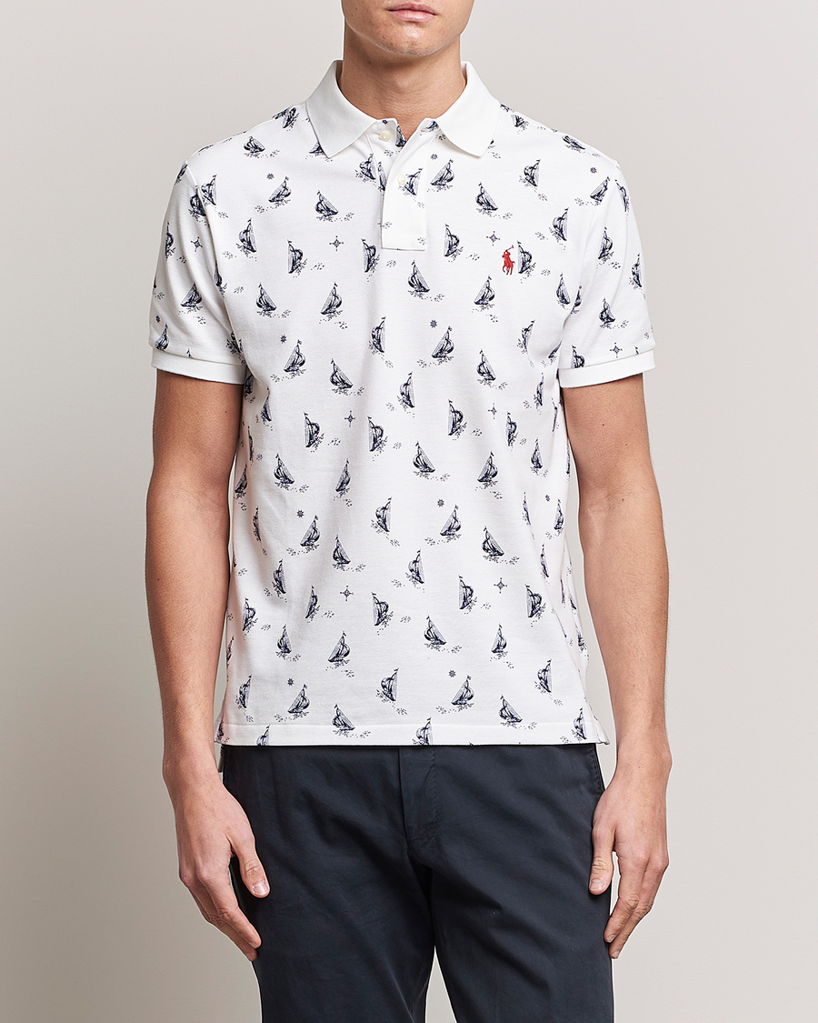 Herre | Polotrøjer | Polo Ralph Lauren | Custom Slim Fit Sailboats Polo White