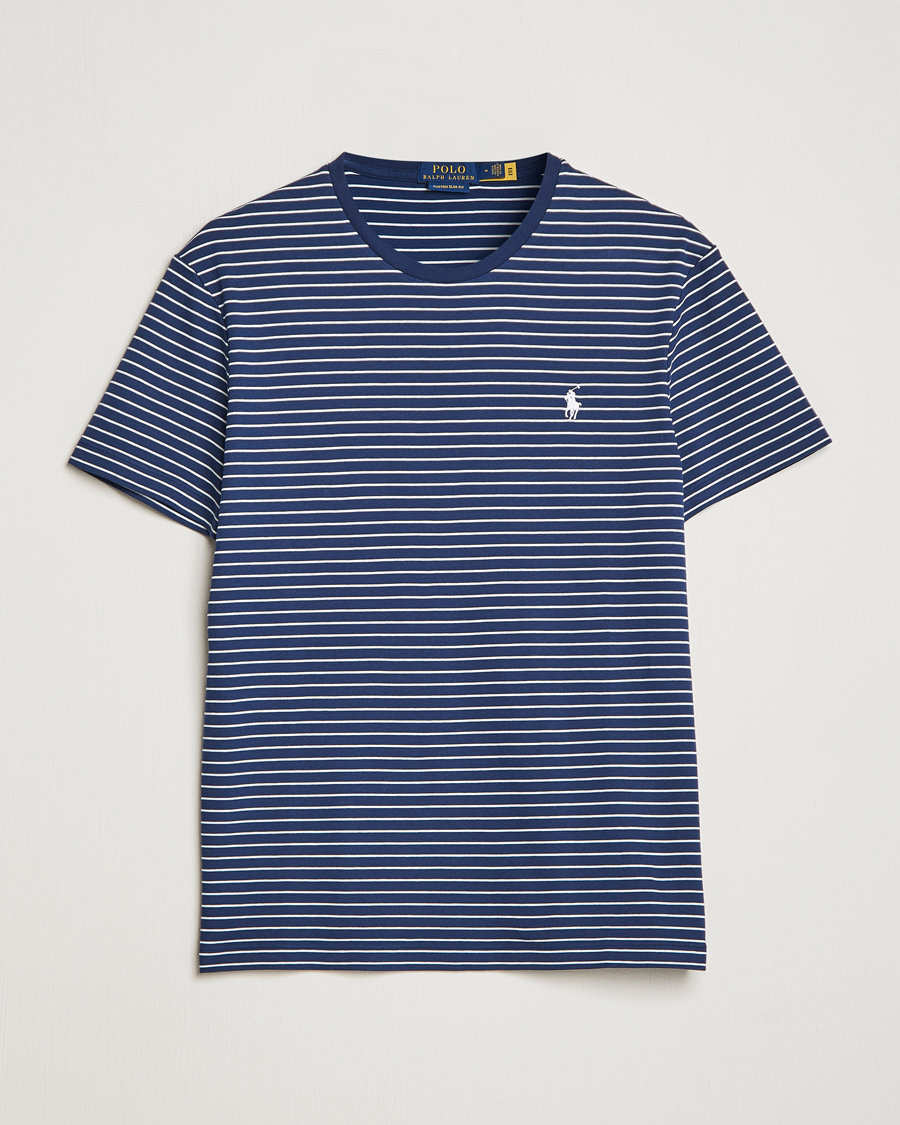 Herre | T-Shirts | Polo Ralph Lauren | Luxury Pima Cotton Striped T-shirt Navy/White